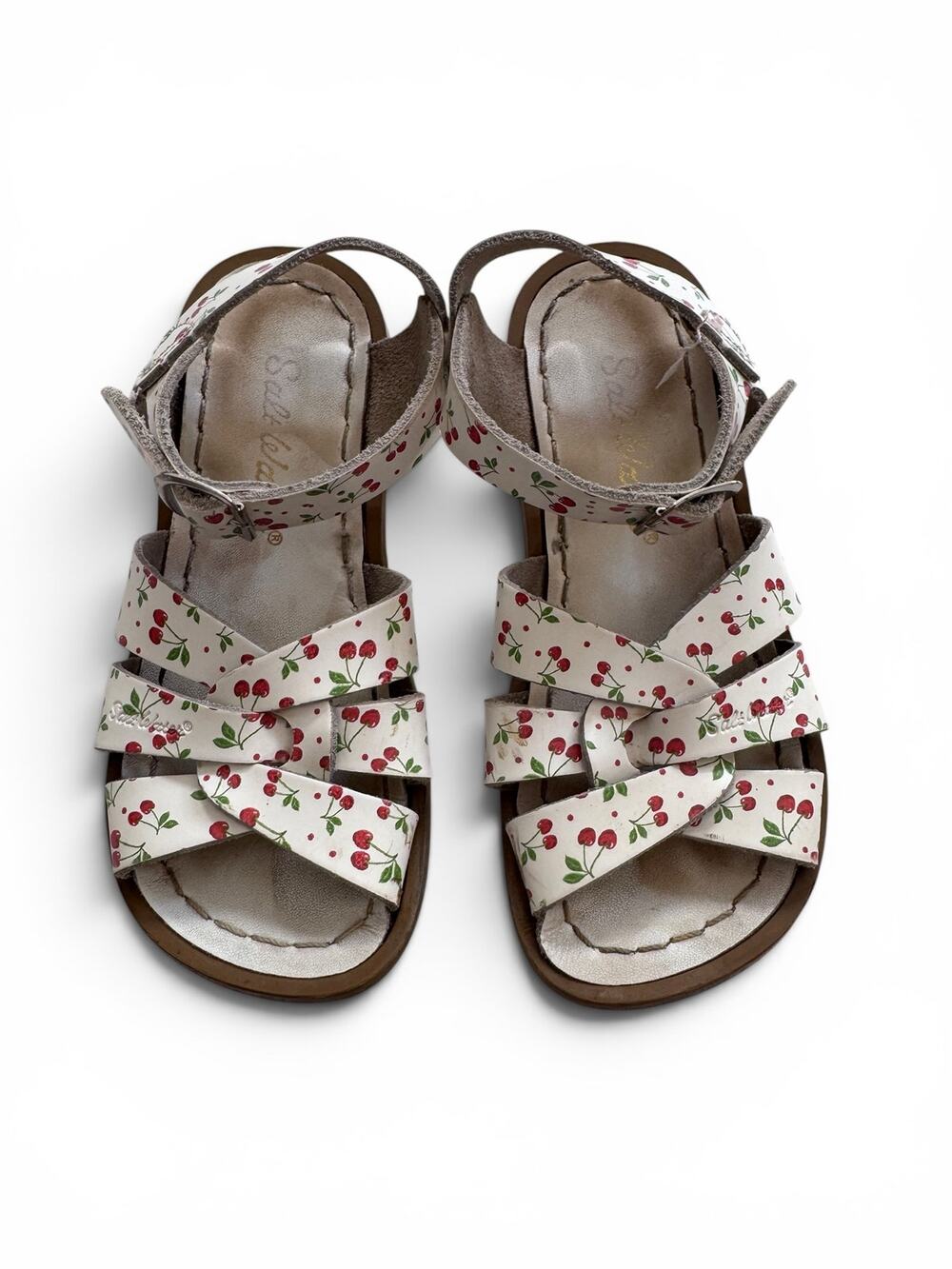 Salt Water sandals in white cherries print